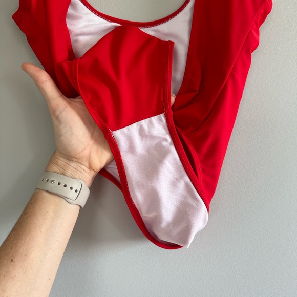 Rave Suit “Send It” One Piece Swim Suit in Color Red Size Small - Picture 4 of 5